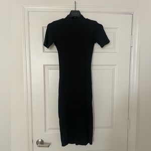 Zara Mock Neck Fitted Midi Dress